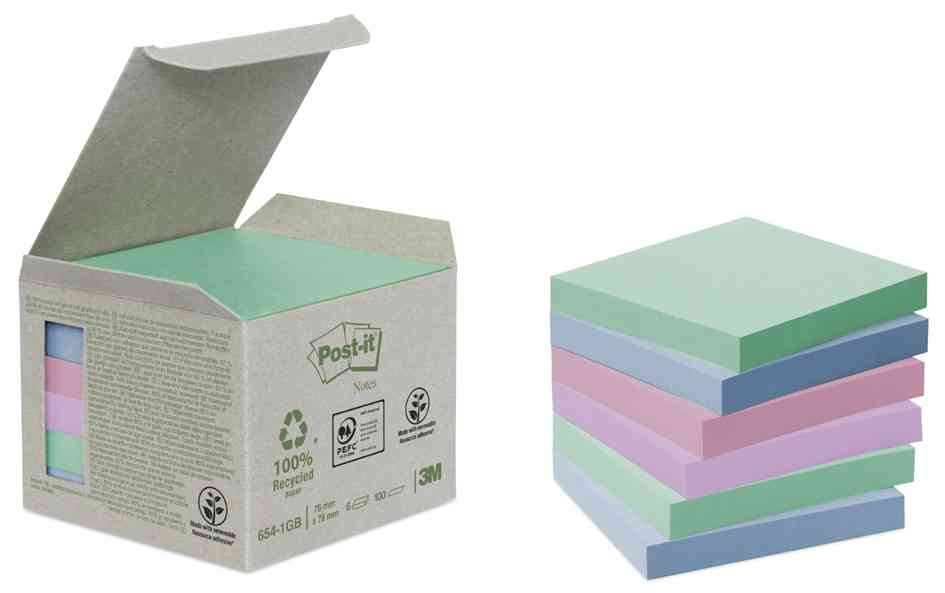 Post-it adhésives en bloc-notes 100% recyclés