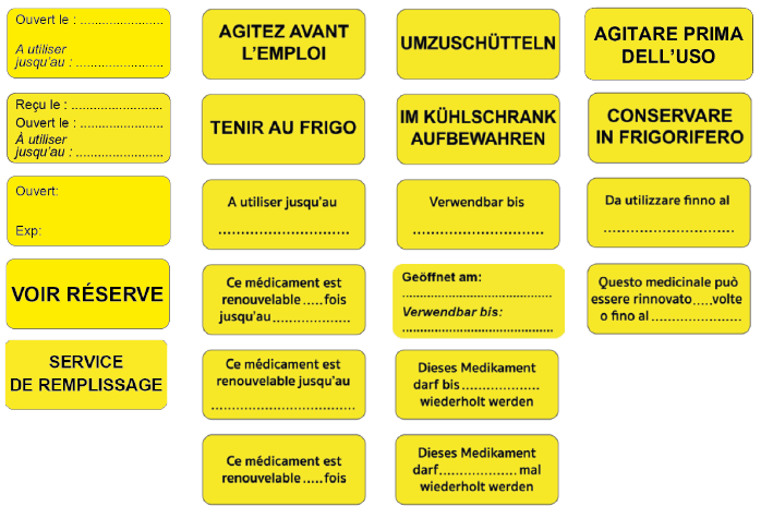 Étiquettes d'information - Jaune Fluo